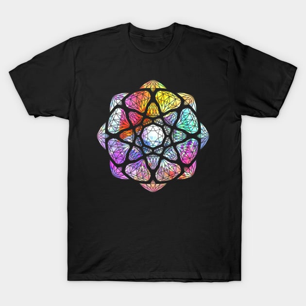 Rainbow Prismatic Crystal Mandala - Silhouette T-Shirt by CrystaLinaCrafts